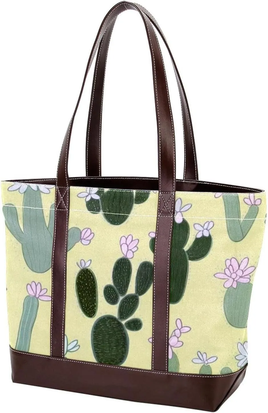 Colorful Cactus-505 Tote Bags Durable Leather Canvas Purses and Handbags for Women Top Handle Shoulder Satchel Hobo Bags