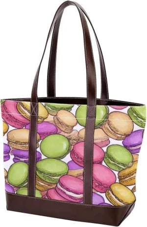 Colorful Desserts Tote Bags Durable Leather Canvas Purses and Handbags for Women Top Handle Shoulder Satchel Hobo Bags
