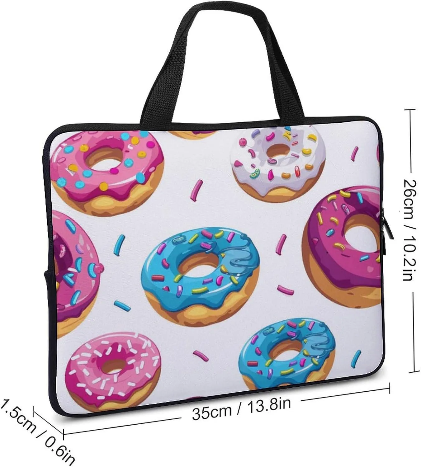 Colorful Donuts with Sprinkles Laptop Sleeve Portable Waterproof Computer Bag Pouch Handbag Protective Sleeve