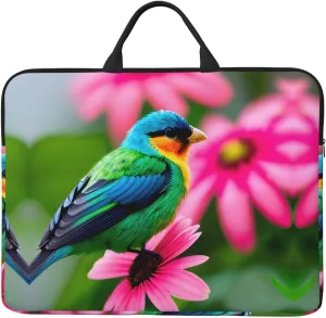 Colorful Flowers and Bird 14in Laptop Case Sleeve Bag  Versatile Shoulder Messenger Briefcase, Designed for Business Travel