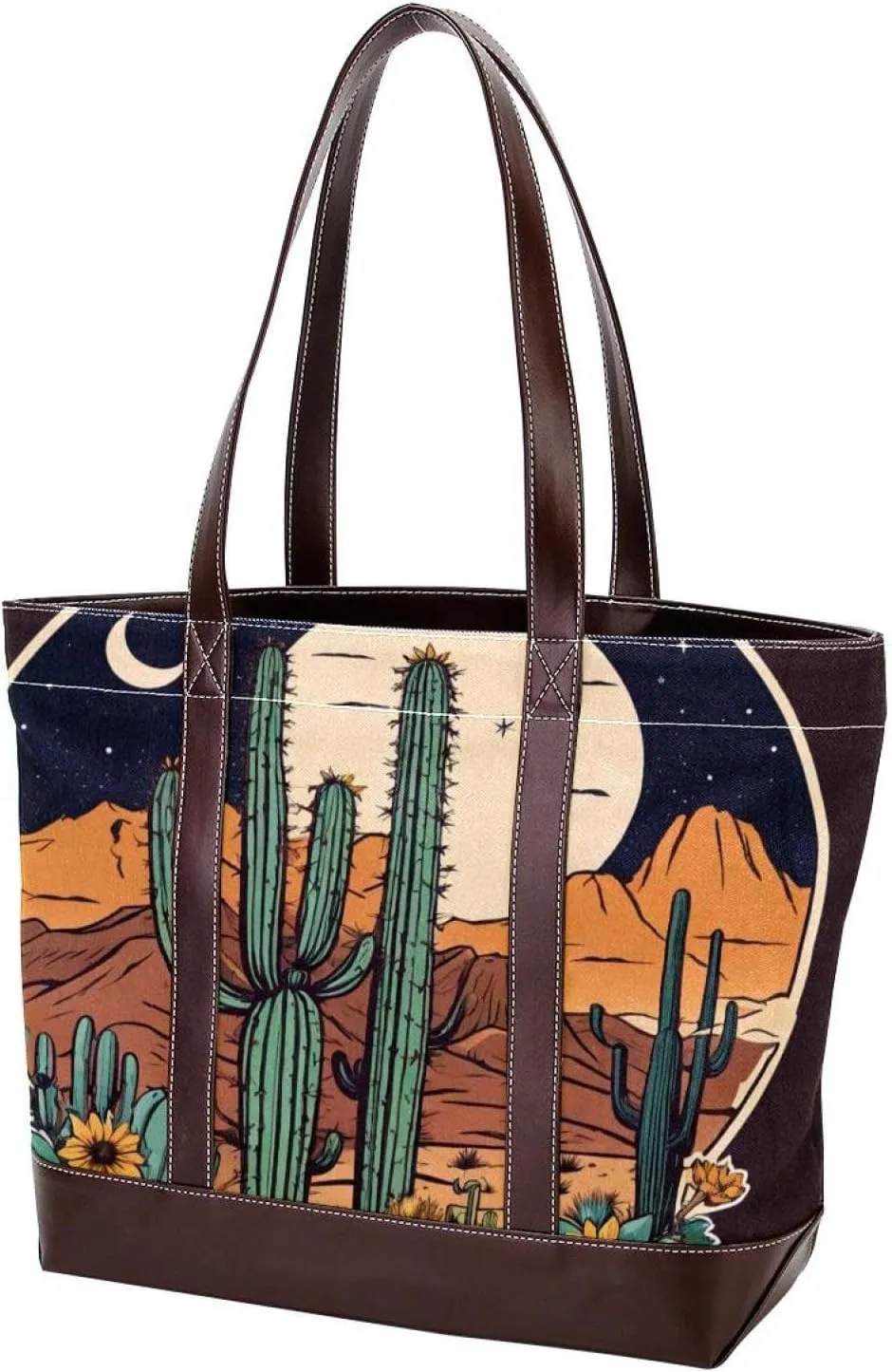 Colorful Landscape-721 Tote Bags Durable Leather Canvas Purses and Handbags for Women Top Handle Shoulder Satchel Hobo Bags