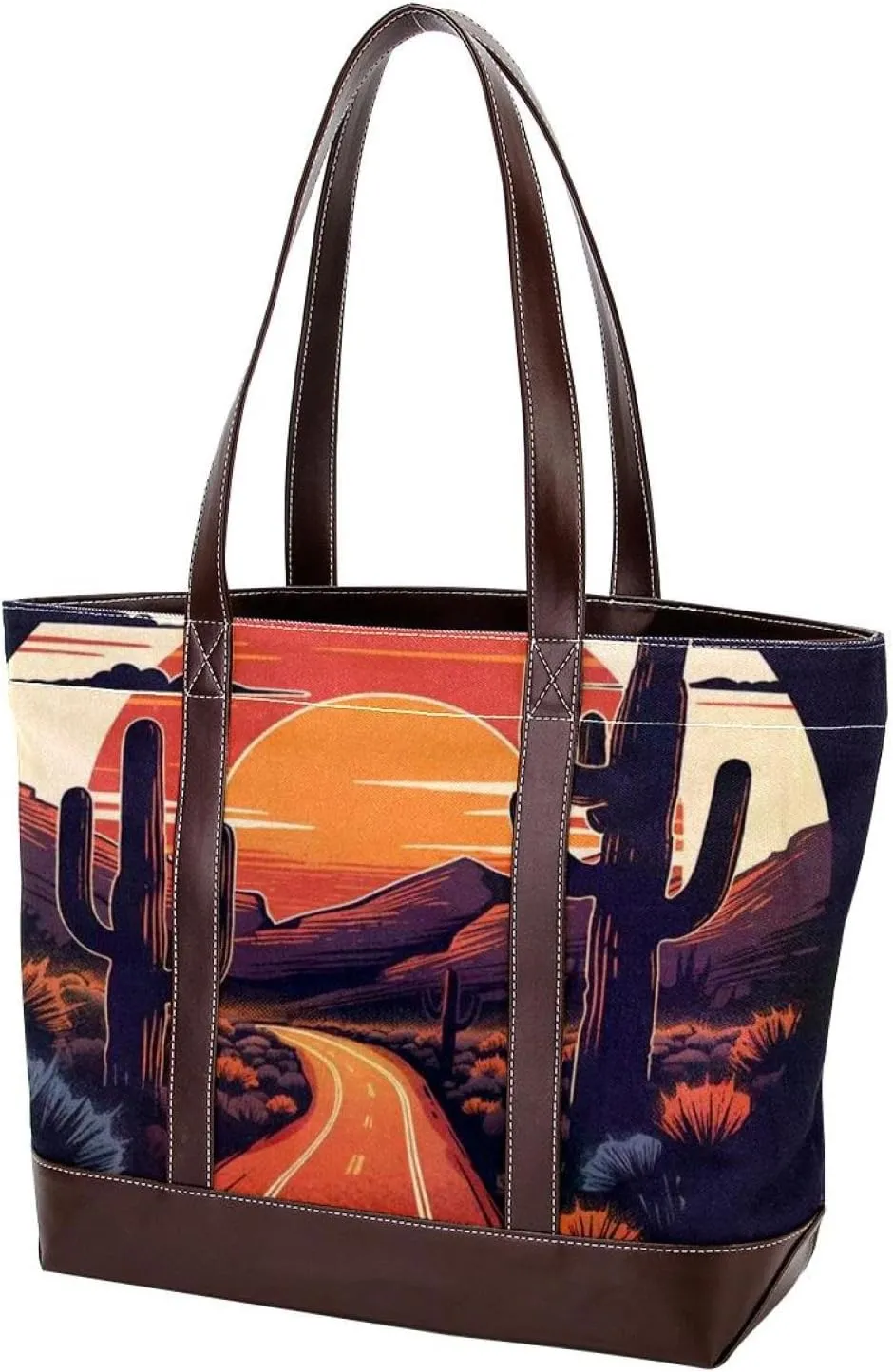 Colorful Landscape-733 Tote Bags Durable Leather Canvas Purses and Handbags for Women Top Handle Shoulder Satchel Hobo Bags