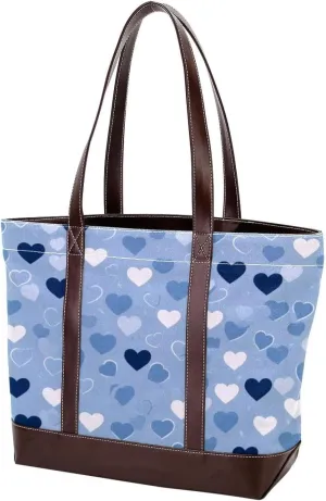 Colorful Love-1498 Tote Bags Durable Leather Canvas Purses and Handbags for Women Top Handle Shoulder Satchel Hobo Bags