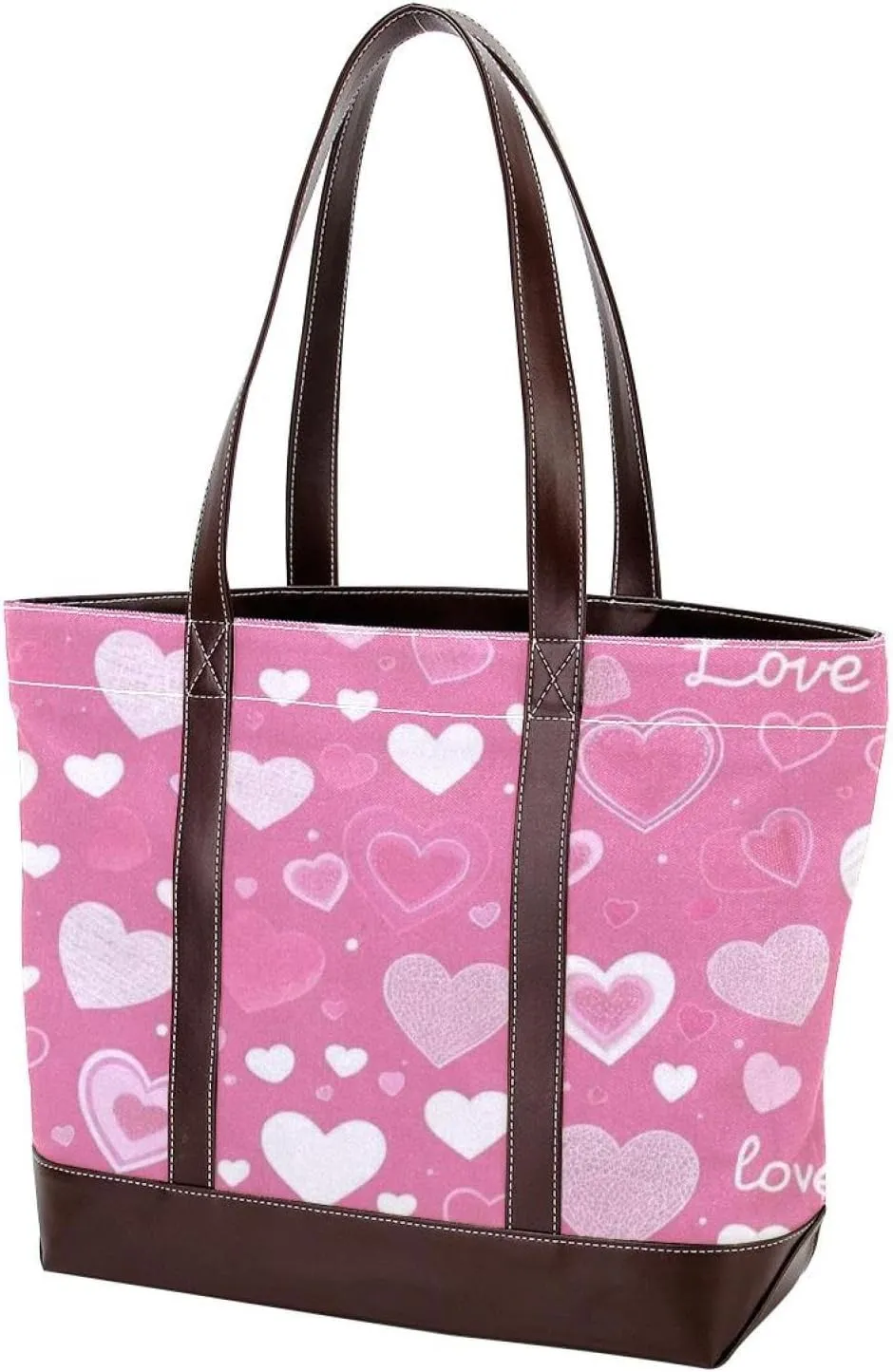 Colorful Love-1525 Tote Bags Durable Leather Canvas Purses and Handbags for Women Top Handle Shoulder Satchel Hobo Bags