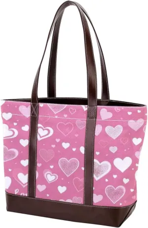 Colorful Love-1528 Tote Bags Durable Leather Canvas Purses and Handbags for Women Top Handle Shoulder Satchel Hobo Bags