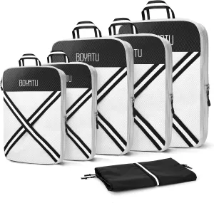 Compression Packing Cubes for Travel Organizer: Lightweight Travel Essentials Luggage Organizer for Suitcase 2/4/6 Set