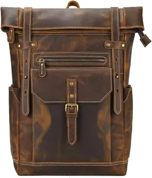 Cowhide Hiking Daypacks Casual Daypack Laptop Bags Mens Leather Backpacks Briefcases Bookbags Travel Bags