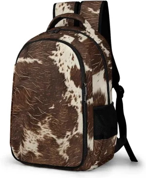 Cowhide Patterns Backpack Business Laptop Backpack Lightweight Casual Daypack Carry-on Travel Backpack for Men Women