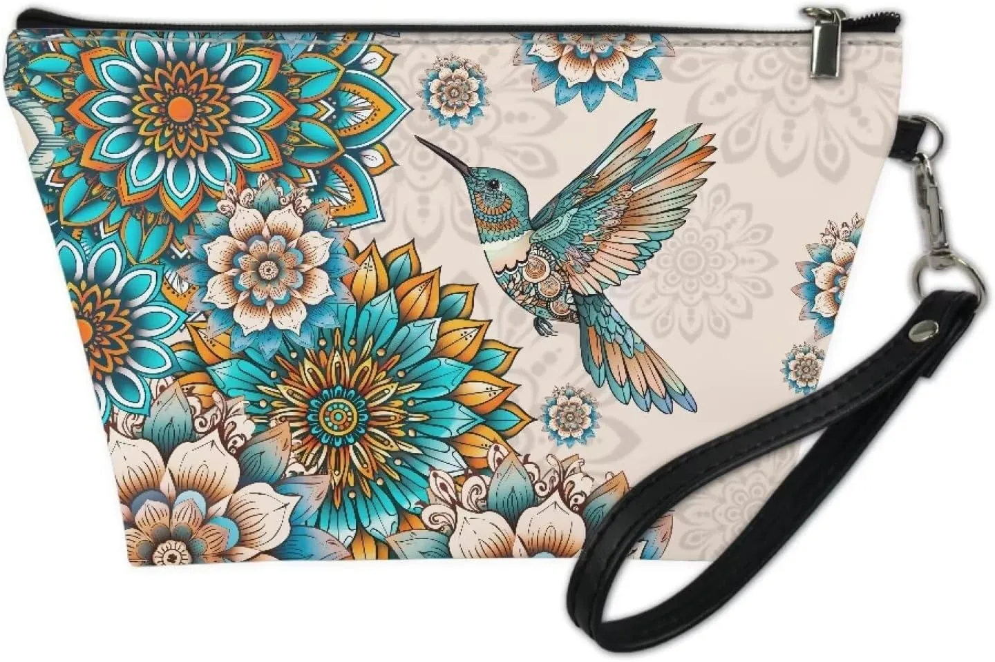 Cozeyat Boho Floral Make Up Bag Cosmetic Bags for Travel Women Butterfly Organizer Pouch Toiletry Bags with Zipper Large Capacity