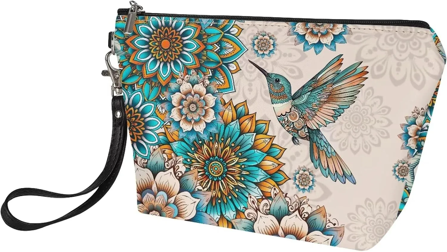Cozeyat Boho Floral Make Up Bag Cosmetic Bags for Travel Women Butterfly Organizer Pouch Toiletry Bags with Zipper Large Capacity