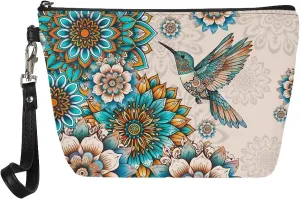 Cozeyat Boho Floral Make Up Bag Cosmetic Bags for Travel Women Butterfly Organizer Pouch Toiletry Bags with Zipper Large Capacity