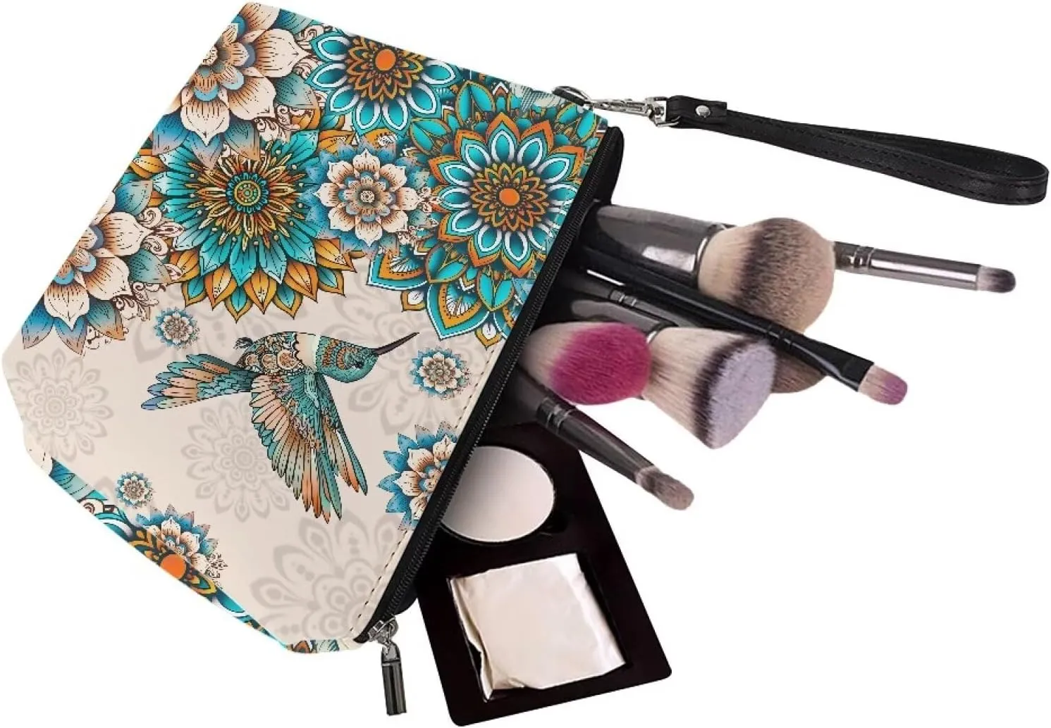 Cozeyat Boho Floral Make Up Bag Cosmetic Bags for Travel Women Butterfly Organizer Pouch Toiletry Bags with Zipper Large Capacity