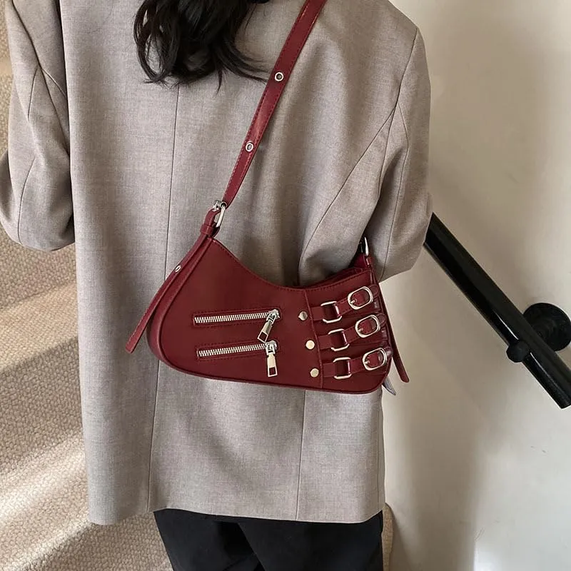Crossbody Bags for Women Cute Purse, Y2k Purse Hobo Handbags Coquette Wallet Ladies Shoulder Bag Trendy Chic Grunge (Red)