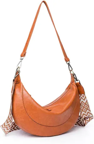 Crossbody Bags Leather Tote Bags Large Shoulder Bag Soft PU Leather Satchel Clutch Purses Hobo Handbag with Boho Strap