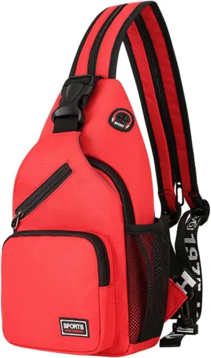 Crossbody Sling Bag for Men Women Lightweight Chest Bag Daypack Casual Backpack Travel Outdoor Walking Bags(Red, One Size)