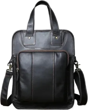 CSCDD Men's Leather Handbag Casual Messenger Bag Top Layer Leather Vertical Briefcase Shoulder Bag Suitable