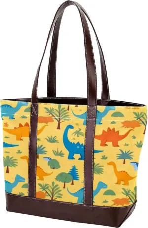Cute Animals-1186 Tote Bags Durable Leather Canvas Purses and Handbags for Women Top Handle Shoulder Satchel Hobo Bags
