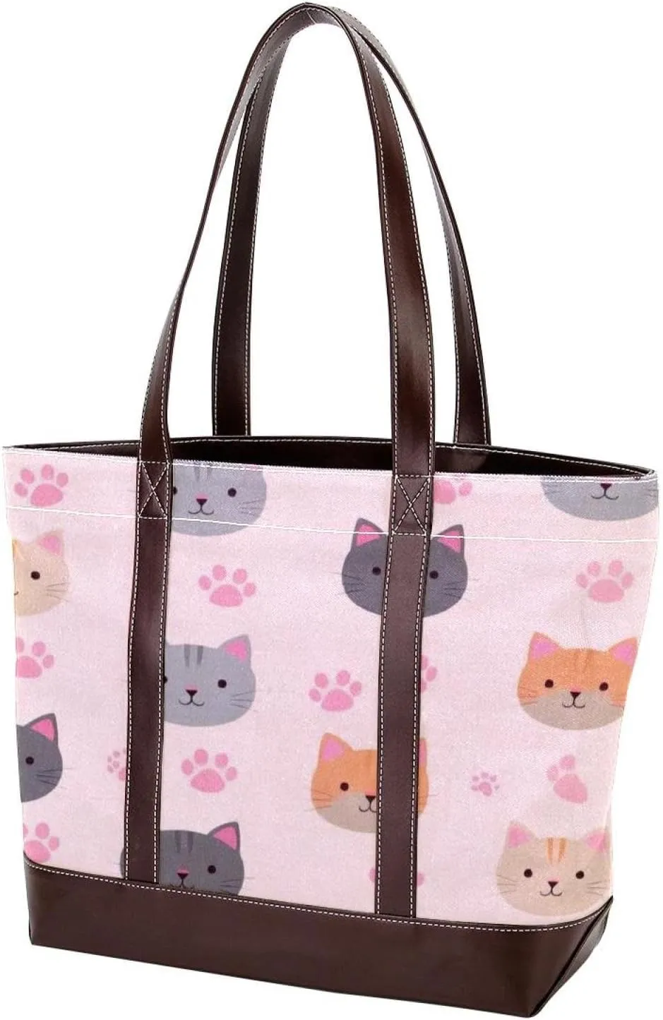 Cute Animals-1192 Tote Bags Durable Leather Canvas Purses and Handbags for Women Top Handle Shoulder Satchel Hobo Bags