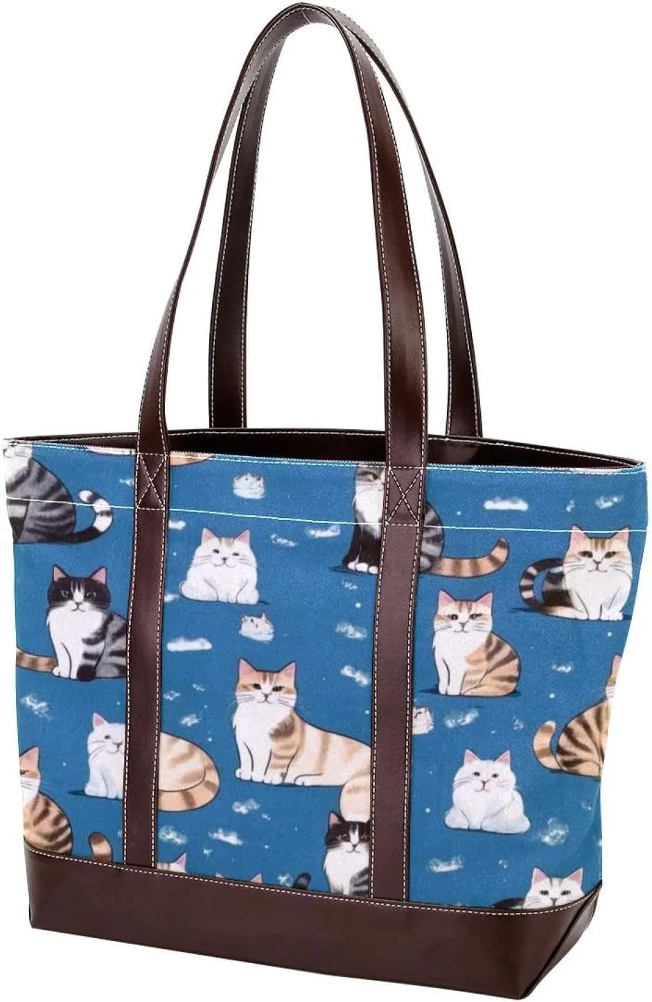 Cute Animals-1207 Tote Bags Durable Leather Canvas Purses and Handbags for Women Top Handle Shoulder Satchel Hobo Bags