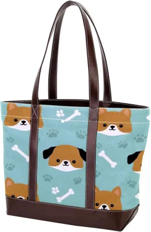 Cute Animals-1240 Tote Bags Durable Leather Canvas Purses and Handbags for Women Top Handle Shoulder Satchel Hobo Bags