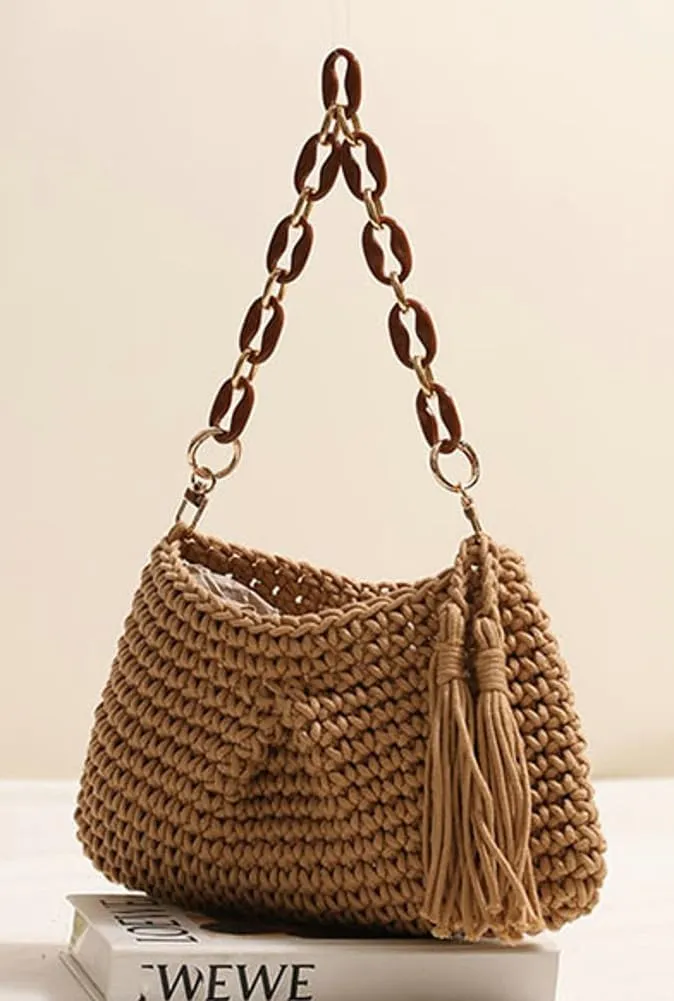 Cute Macrame Boho Beach Bag Women Hobo Shoulder Satchels Bags Summer Beach Purse Slouchy Travel Mini Tote Handbag 2025