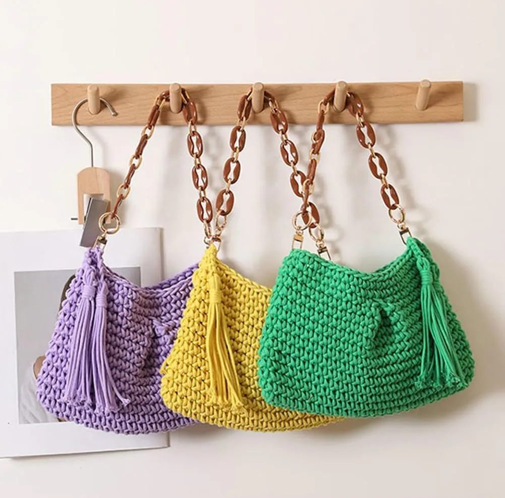 Cute Macrame Boho Beach Bag Women Hobo Shoulder Satchels Bags Summer Beach Purse Slouchy Travel Mini Tote Handbag 2025