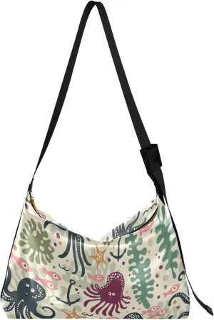 Cute Octopus Pattern Underwater Hobo Women Handbag Leather Large Womens Purse Chic Animal Print Shoulder Handbags
