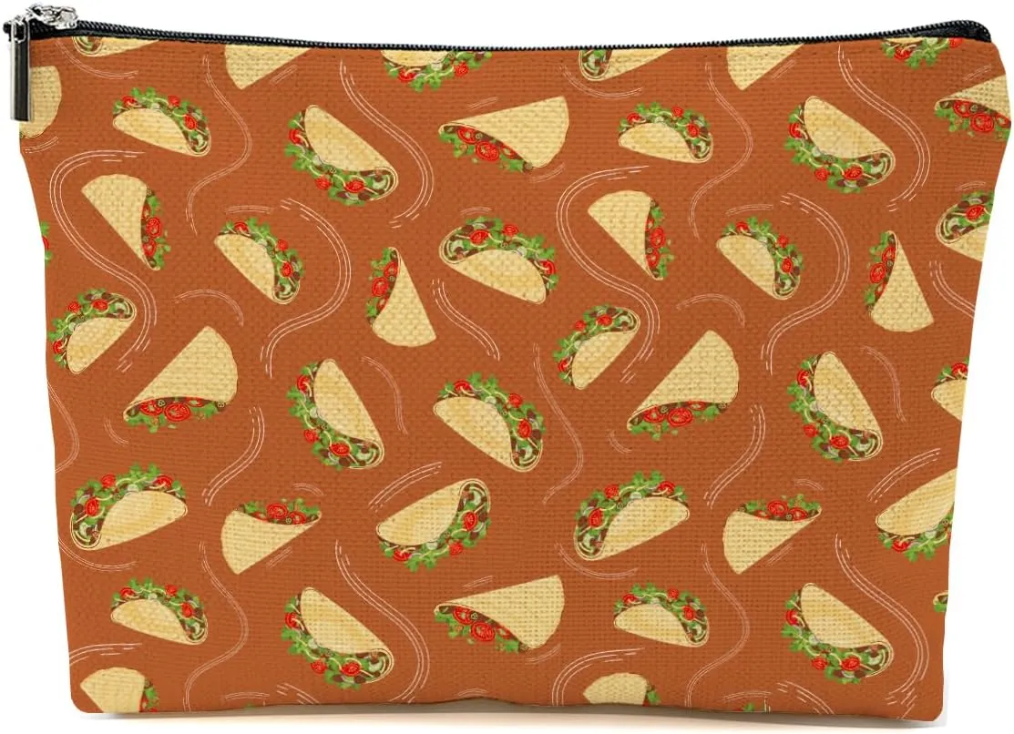 Cute Taco Makeup Bag Taco Gifts for Taco Lovers Taco Themed Travel Accessories Bag Mothers Day Christmas Birthday Gift Ideas for Women Friends Teen Girls Bestie Mom Funny Friendship Appreciate Gifts