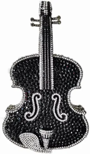 Cute Violin Rhinestone Evening Bag Chic Crystal Handbag Diamond Clutch Purse for Women Party Prom Banquet, Gold