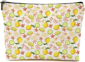Cute Yellow Lemon Makeup Bag - Lemon Lover Gift Ideas for Women & Friends - Travel Accessories Bag - Mothers Day, Christmas & Birthday Gift