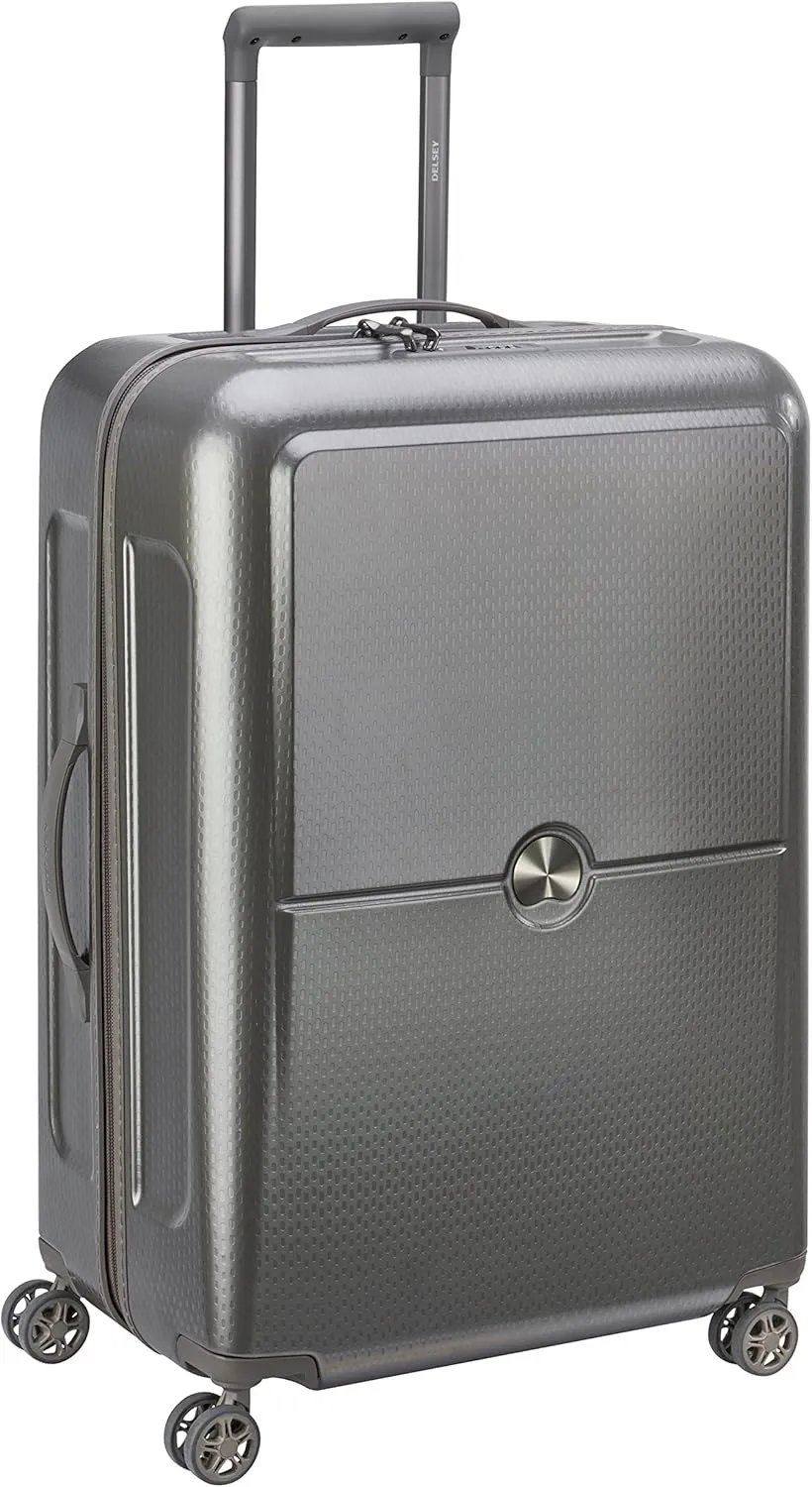 Delsey Luggage Turenne 25" Checked Luggage, Lightweight Hard Case Spinner Suitcase (Platinum)