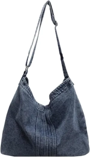 Denim Purse Women Large Boho Blue Jean Tote Bag Trendy Shoulder Bag Casual Crossbody Bag Vintage Handbag