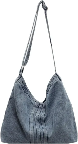 Denim Purse Women Large Boho Blue Jean Tote Bag Trendy Shoulder Bag Casual Crossbody Bag Vintage Handbag