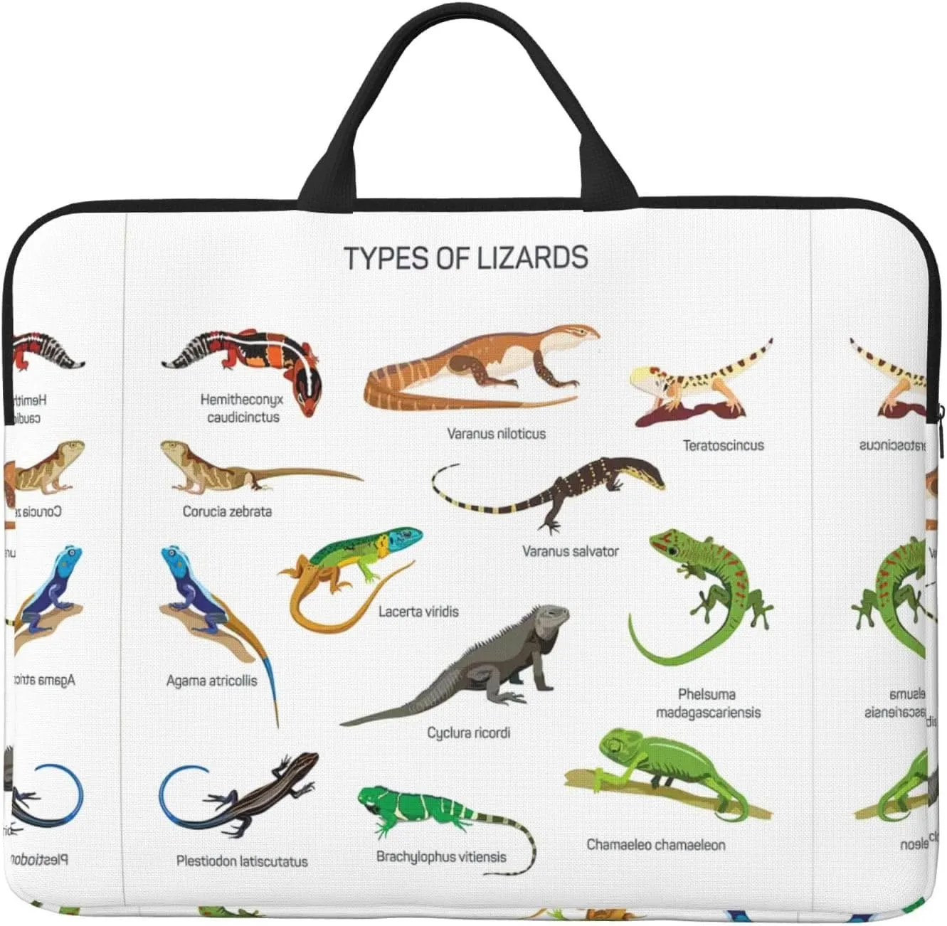 Different Types of Lizard 14in Laptop Case Sleeve Bag  Versatile Shoulder Messenger Briefcase, Designed for Business Travel