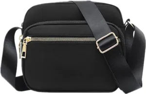 DIHKLCIO Nylon Crossbody Bags for Women Purses and Handbags Women's Casual Messenger Bag Waterproof Black Crossbody Purse
