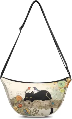 Dumpling Crossbody Bags for Women, Vintage Lightweight Crossbody Bag Poratable Hobo Bag Zippered for Women