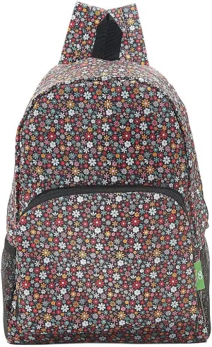 ECO CHIC Hiking Lightweight Packable Backpack - Foldable Daypack for Travel & Hiking & Outdoor Adventures - Waterproof Backpack from Recycled Materials (Ditsy Black)