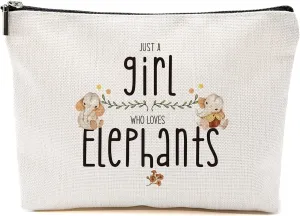 Elephant Makeup Bag - White Elephant Gifts for Teen Girls & Women - Animal Lover Merch - Funny Birthday & Christmas Gifts for Daughter, Sister, Bestie