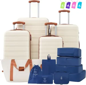 Expandable Spinner Wheel 4 Piece Luggage Sets ABS Lightweight Suitcase with TSA Lock 16" 20" 24" 28" Suitcases & Travel Bag