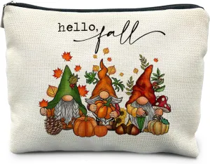 Fall Gnomes Pumpkin Makeup Bag, Fall Gifts for Women, Fall Lovers Gifts, Autumn Cosmetic Bag Toiletry Bag for Women, Fall Themed Gifts, Thanksgiving Gifts, Fall Makeup Pouch