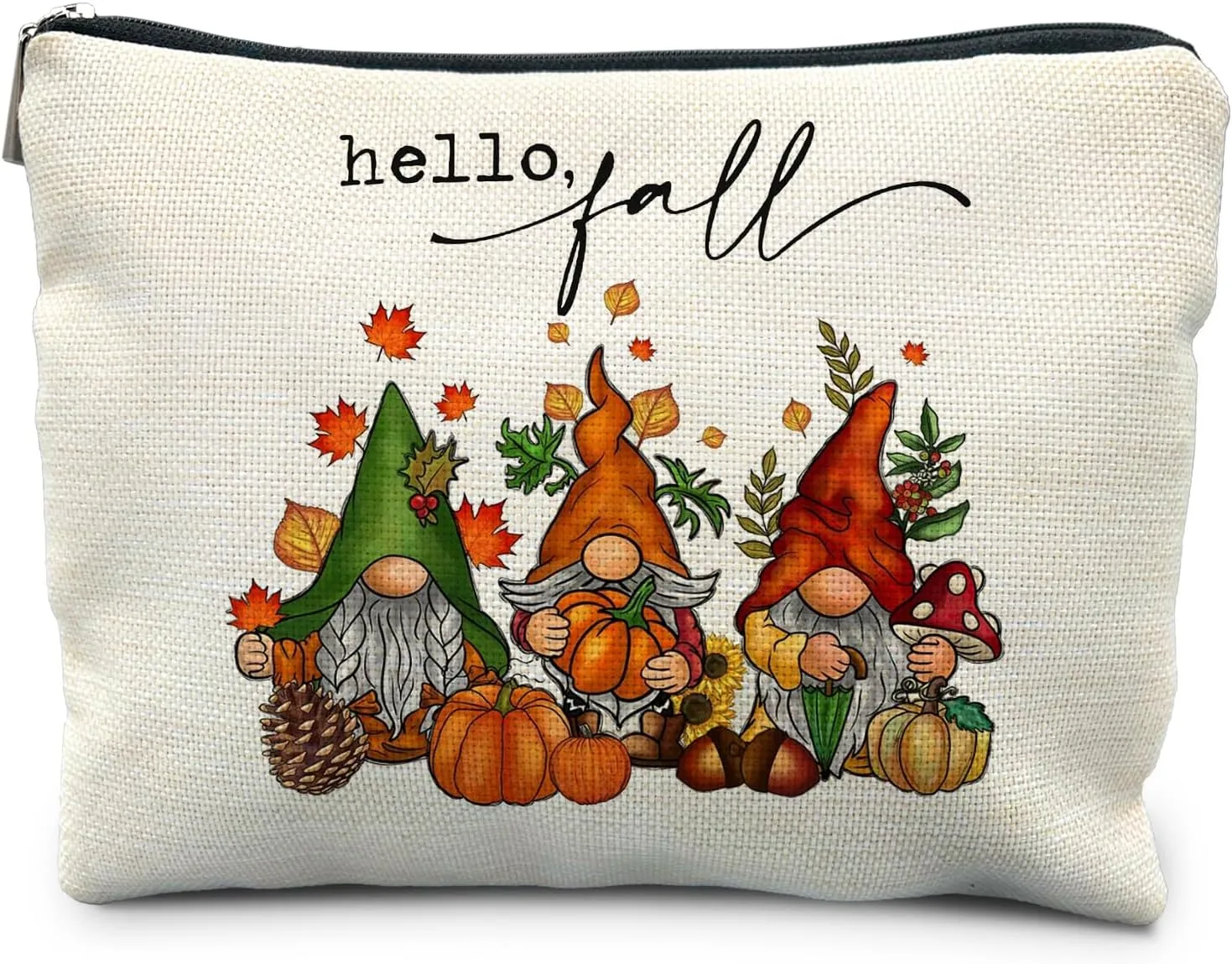 Fall Gnomes Pumpkin Makeup Bag, Fall Gifts for Women, Fall Lovers Gifts, Autumn Cosmetic Bag Toiletry Bag for Women, Fall Themed Gifts, Thanksgiving Gifts, Fall Makeup Pouch