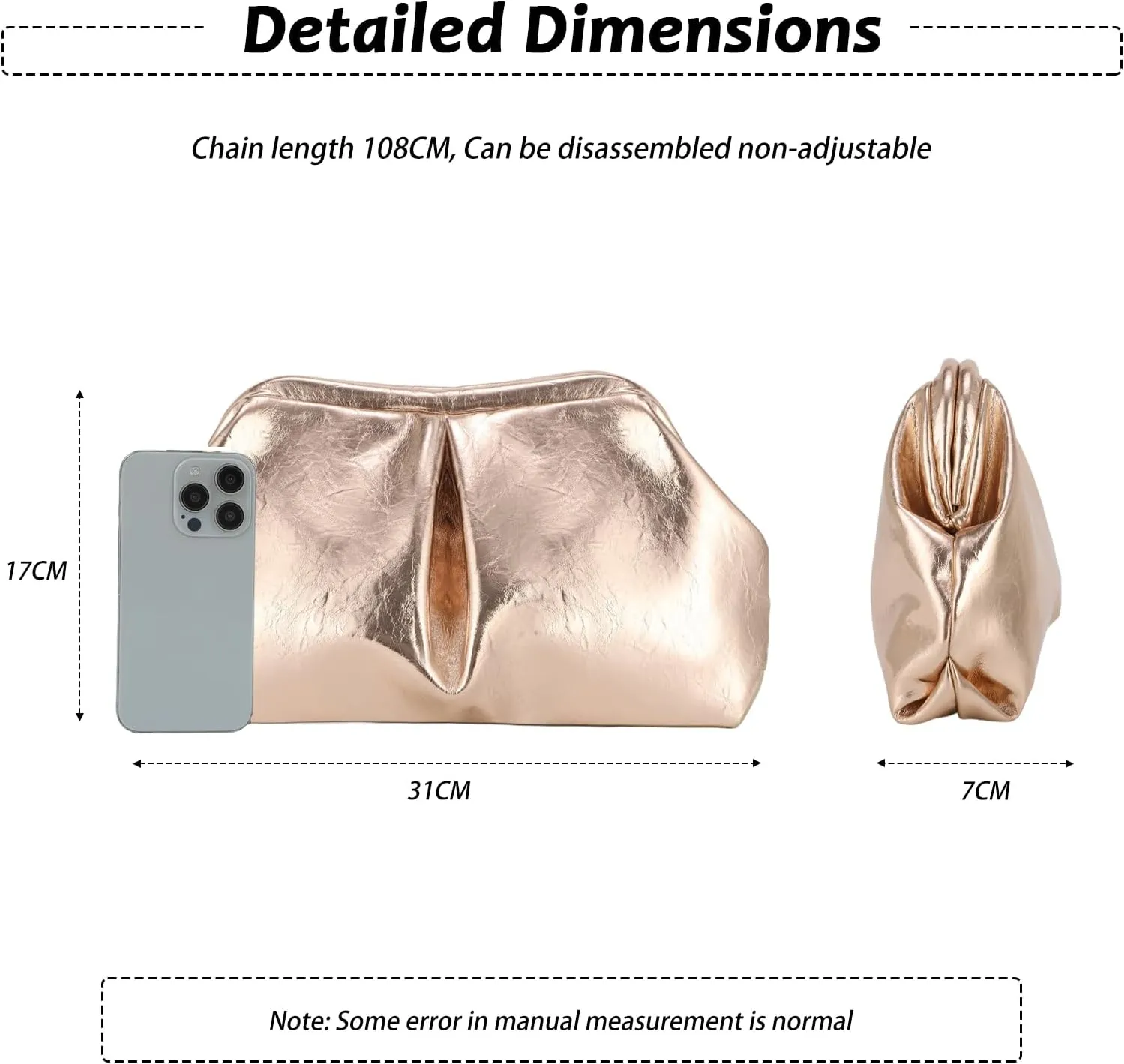 Fecialy Women's PU Leather Clutch Purse Ruched Handbags Formal Evening Bag Chic Soft Dumpling Crossbody Bag Party Wedding