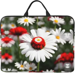 Flower and White Daisy 14in Laptop Case Sleeve Bag  Versatile Shoulder Messenger Briefcase, Designed for Business Travel