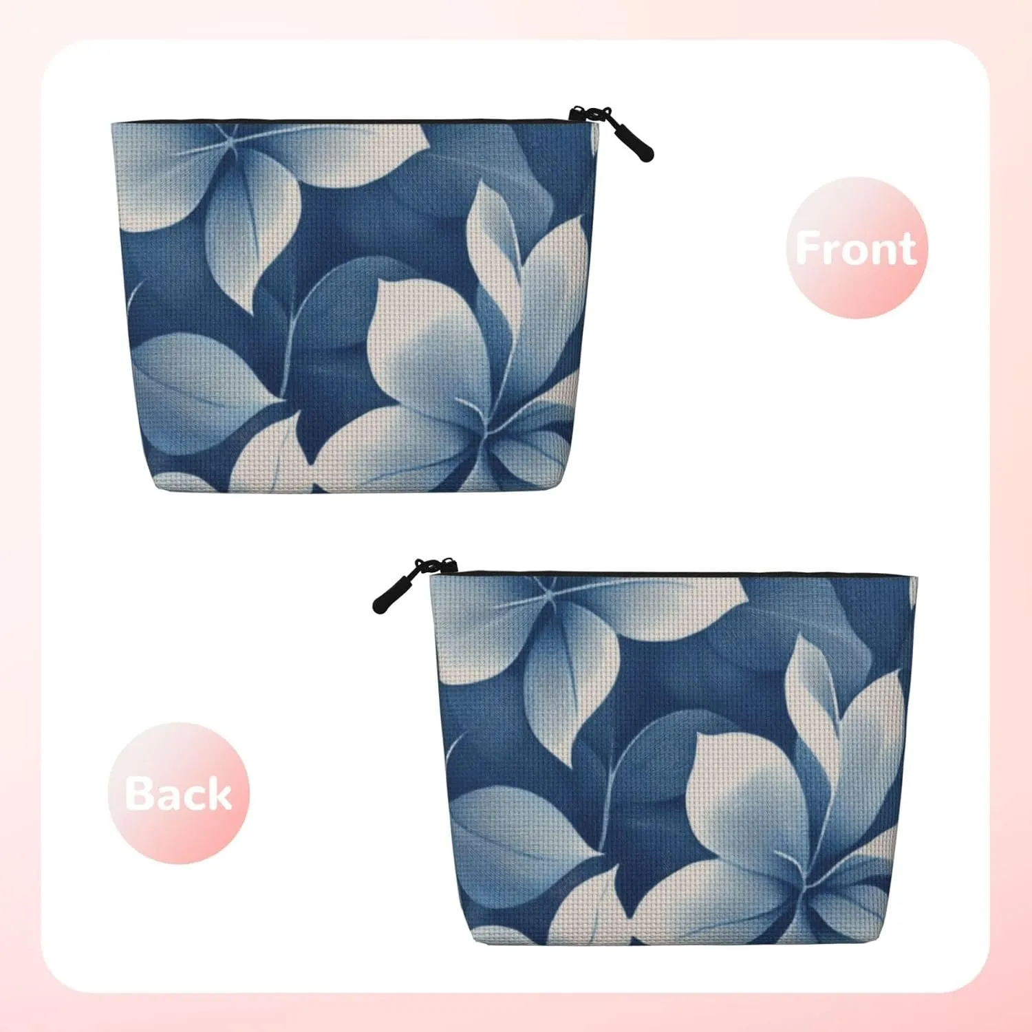 Flower Print Makeup Bag For Purse Cosmetic Travel Casual Toiletry Zipper Storage Bag