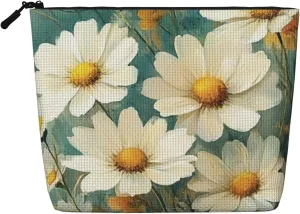 Flower Print Makeup Bag For Purse Cosmetic Travel Casual Toiletry Zipper Storage Bag
