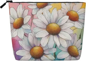 Flower Print Makeup Bag For Purse Cosmetic Travel Casual Toiletry Zipper Storage Bag