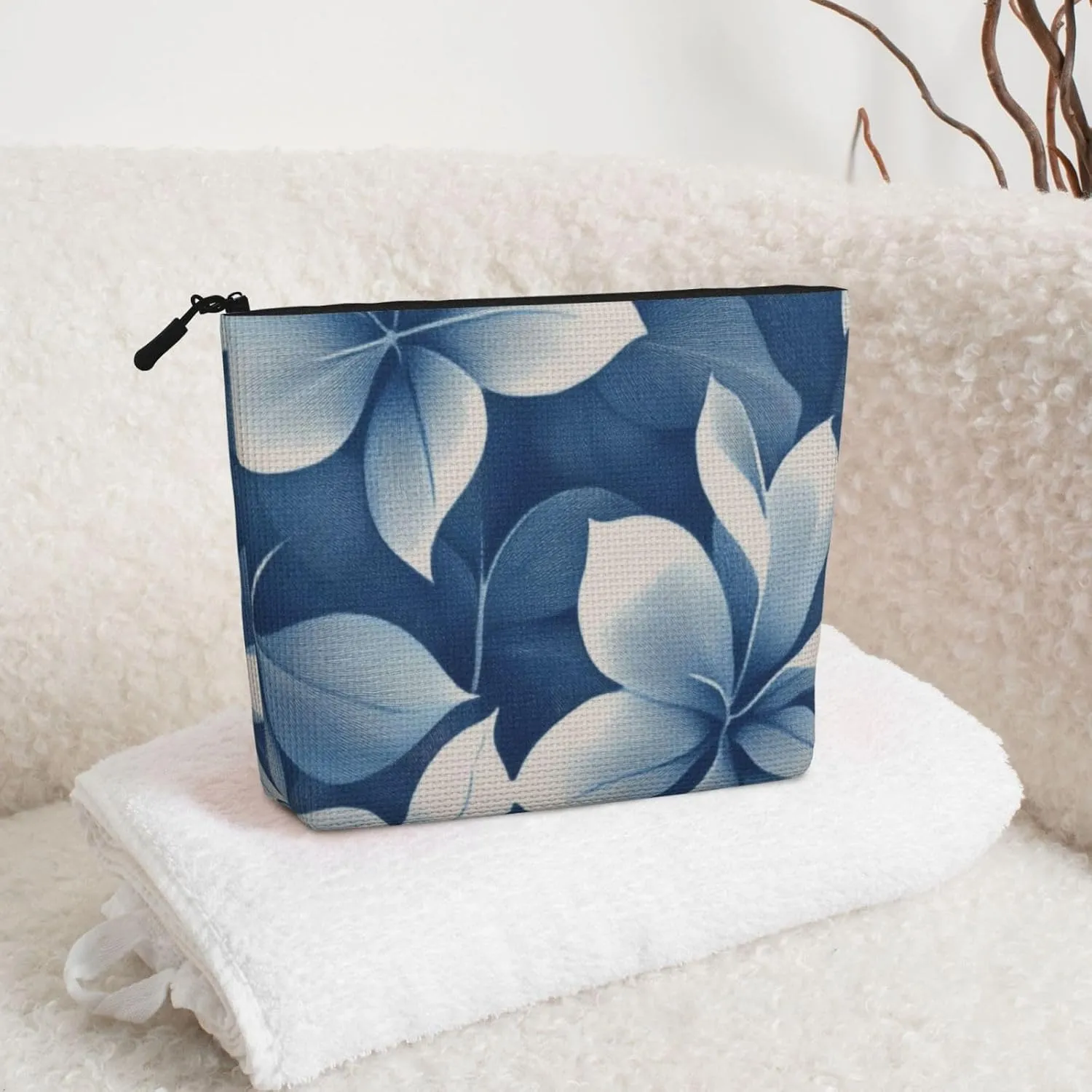 Flower Print Makeup Bag For Purse Cosmetic Travel Casual Toiletry Zipper Storage Bag