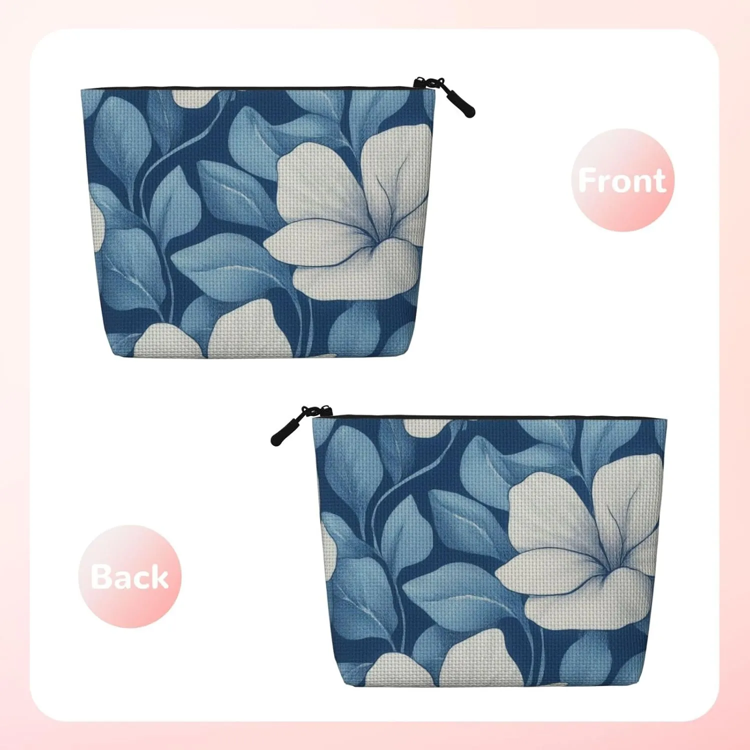 Flower Print Makeup Bag For Purse Cosmetic Travel Casual Toiletry Zipper Storage Bag