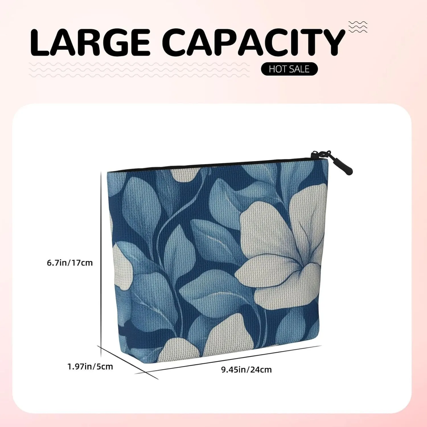 Flower Print Makeup Bag For Purse Cosmetic Travel Casual Toiletry Zipper Storage Bag