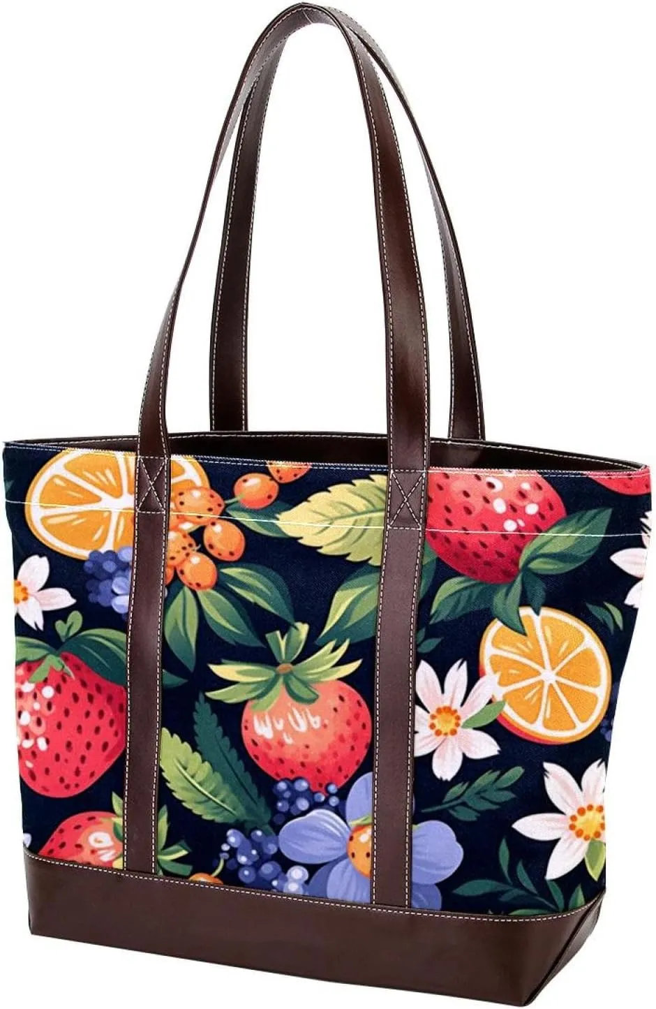 Fruit Party-1009 Tote Bags Durable Leather Canvas Purses and Handbags for Women Top Handle Shoulder Satchel Hobo Bags